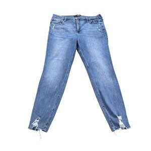 Hollister Womens Ultra High-Rise Super Skinny Jeans W33 L28 Distressed Blue Deni